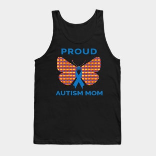 Autism Proud Mom Puzzle Piece Butterfly Ribbon Tank Top